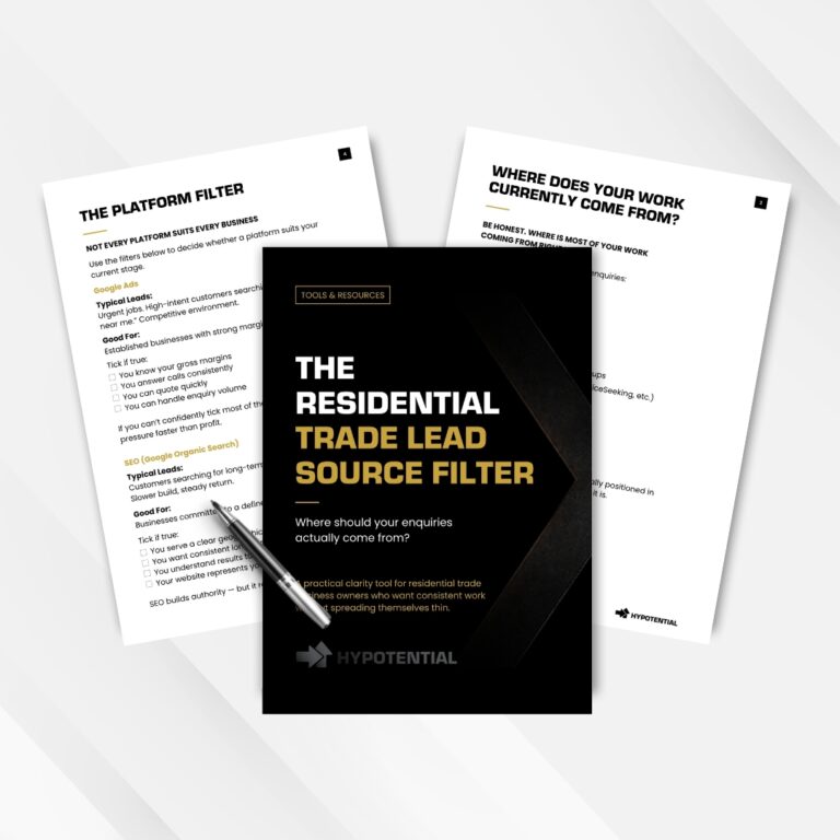 Hypotential tools & resources. The Residential Trade Lead Source Filter