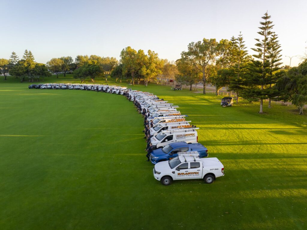 Smartfix branded fleet on a Perth oval